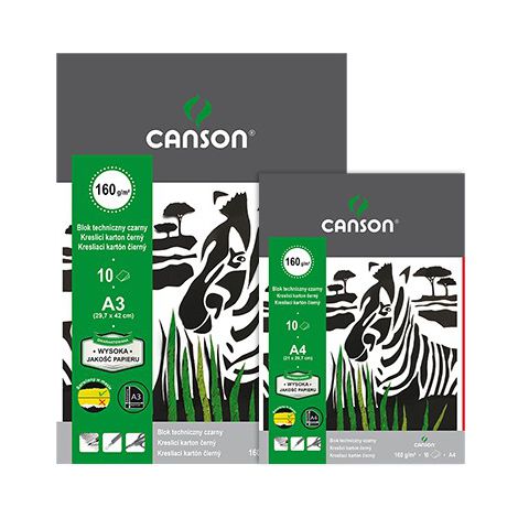 Blok techniczny Canson Czarny A4/10/160g - 2